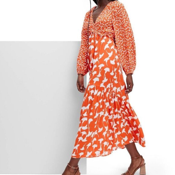 NWT V-Neck Ginkgo Cherry Tomato Maxi Dress DVF for Target - Picture 6 of 7